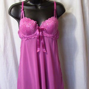 Delicates Rosy Sexy Pink  Baby Doll Nightgown.  NWOT  Size M